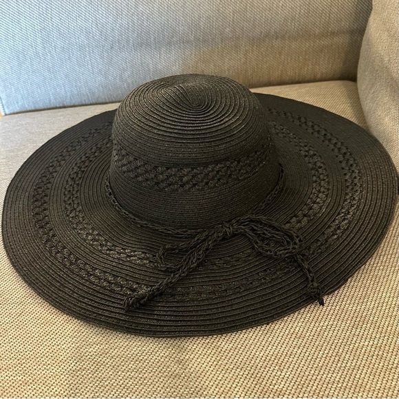 FITS Black Beach Hat Floppy Summer Wide Brim Women’s Adult One Size main image 4